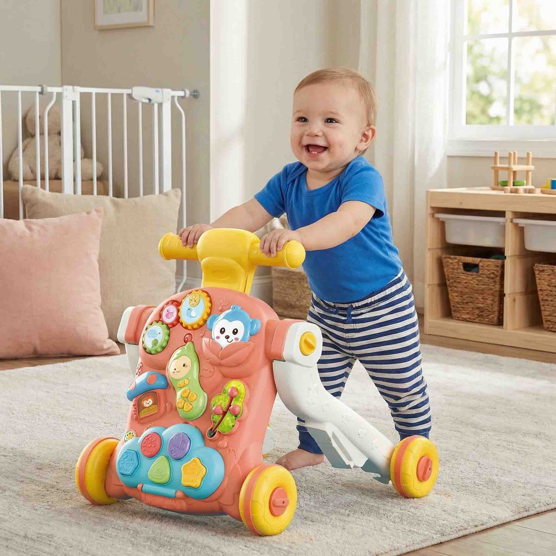 Push car walker toy helping toddlers learn walking and motor skills