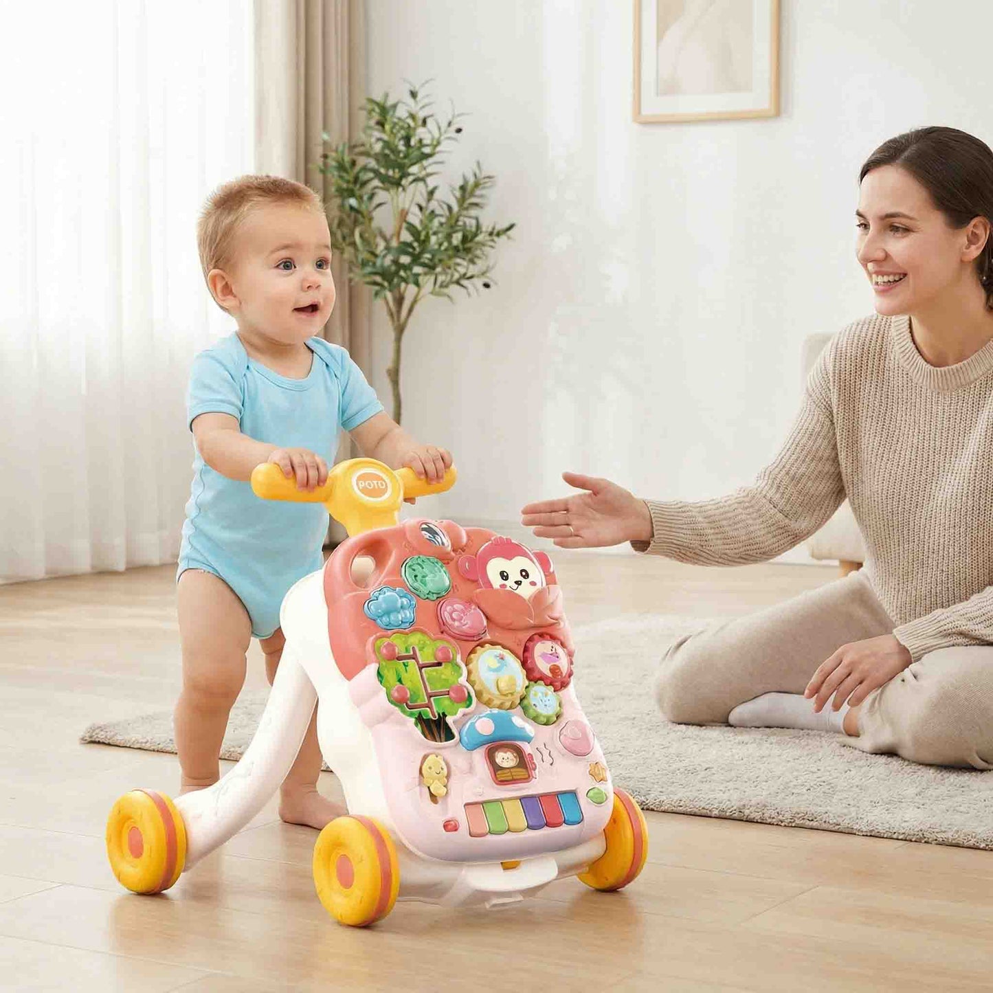 Game table mode baby activity walker with music piano and interactive toys