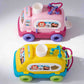 Baby Push-Along Activity Toy School Bus with Rolling Wheels, Bead Maze and Shape Play Features