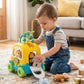 Baby Push-Along Activity Toy School Bus with Rolling Wheels, Bead Maze and Shape Play Features