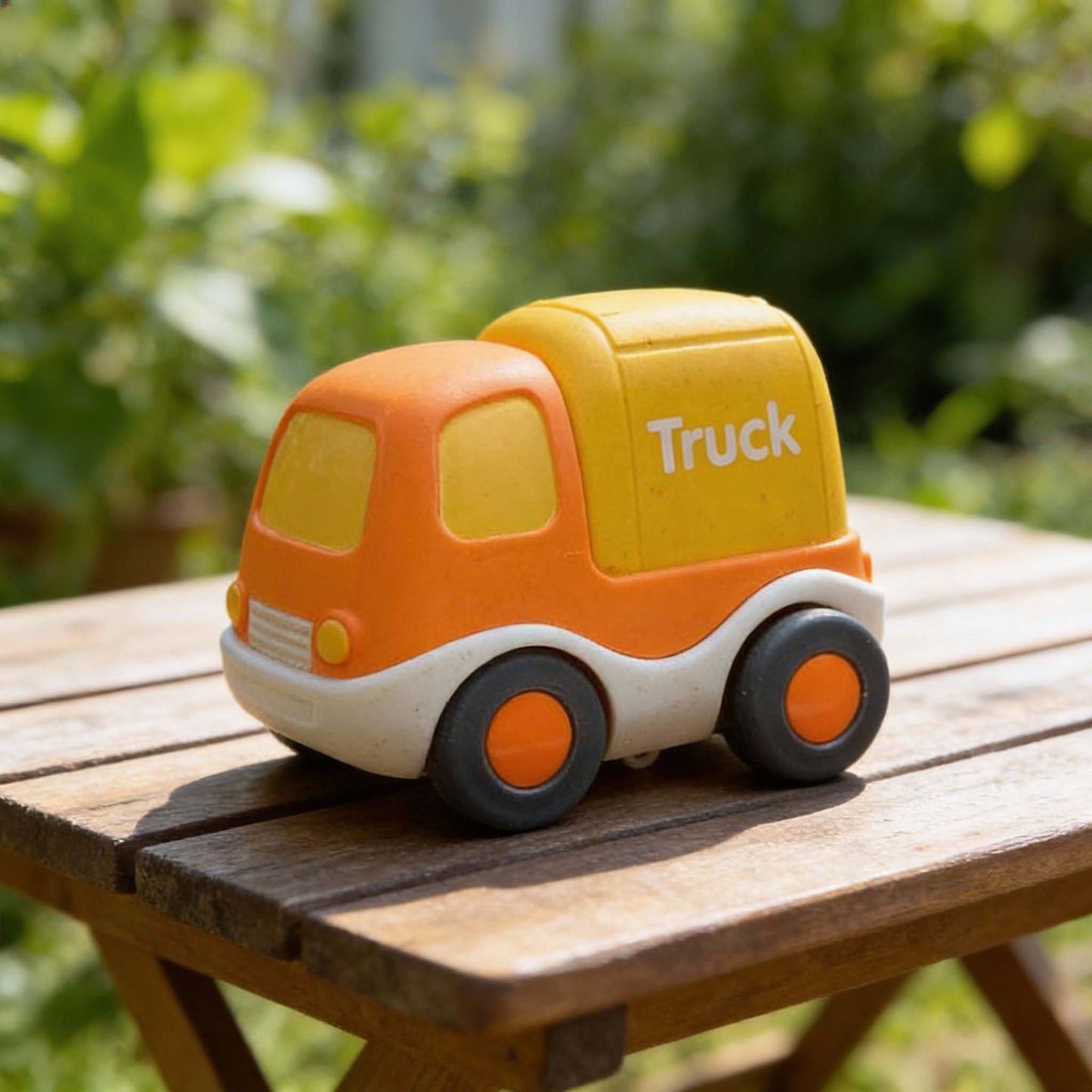 Cute orange yellow mini truck toy for toddlers eco bioplastic push car