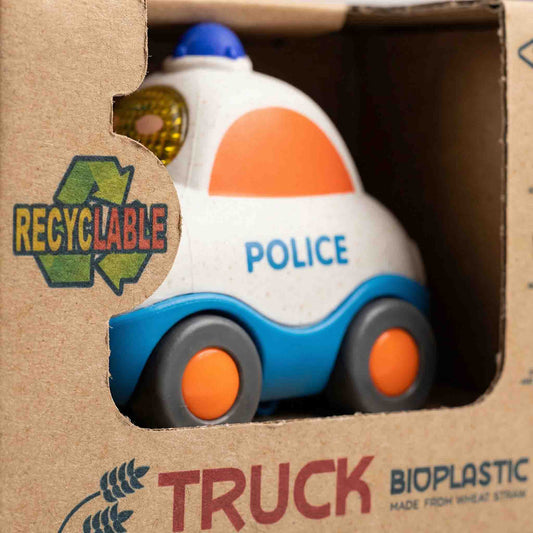 Bioplastic Police Car Toy – Eco Wheat Straw Push Police Vehicle (18M+)
