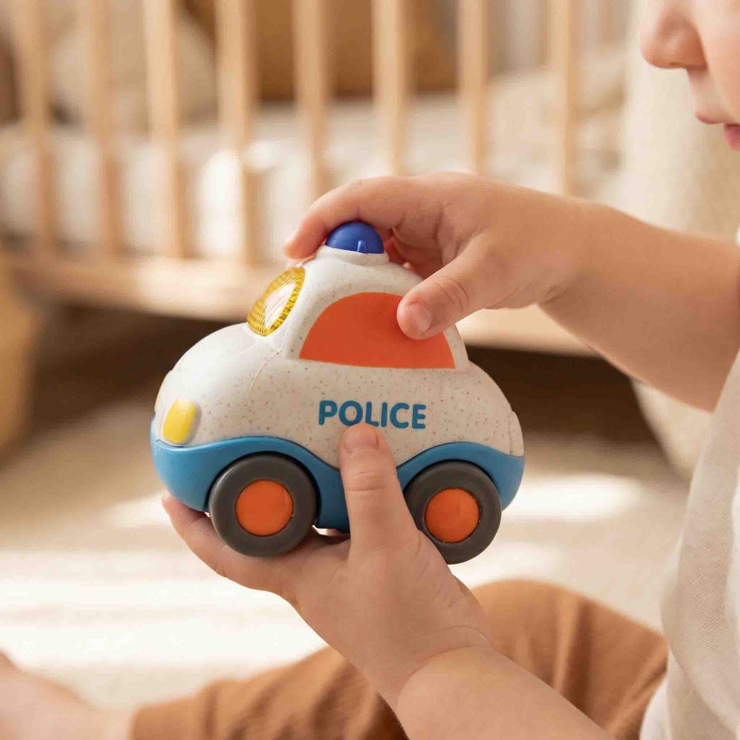 Bioplastic Police Car Toy – Eco Wheat Straw Push Police Vehicle (18M+)