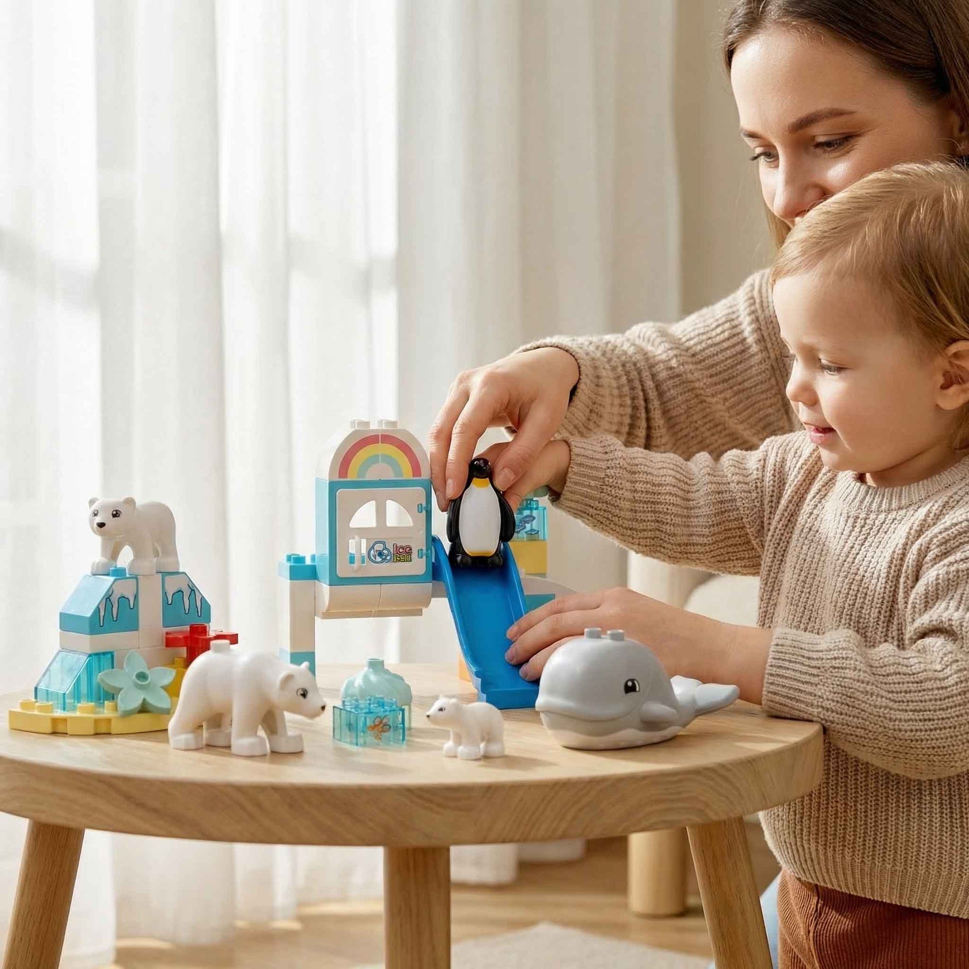Polar animals building blocks toy with penguin polar bear and whale
JSZRL