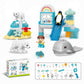 Kids building blocks set with ice world slide and animal figures