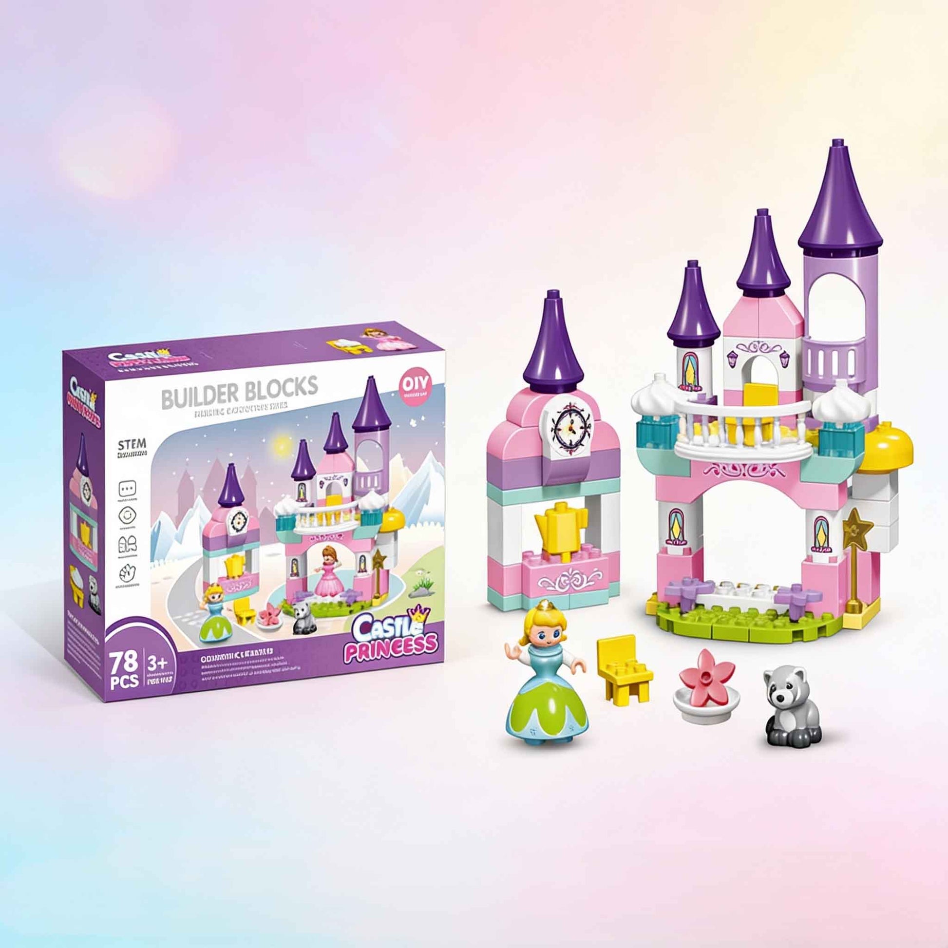 Kids magical castle building toy set for creative play