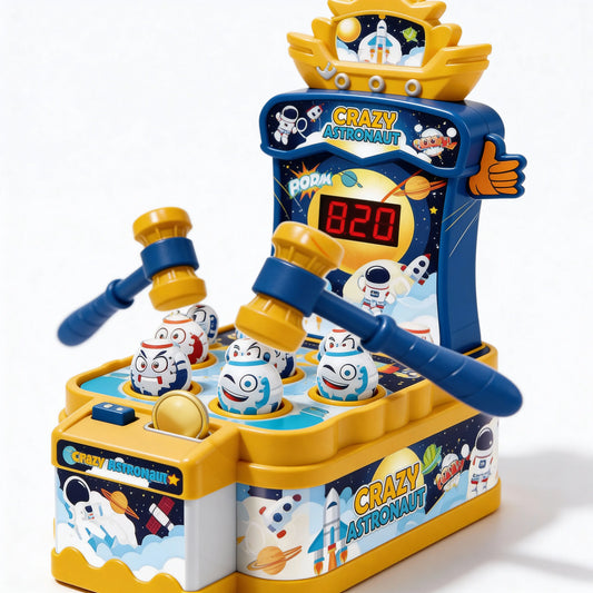 Crazy Astronaut whack game toy for kids
Interactive astronaut hammer game with score display