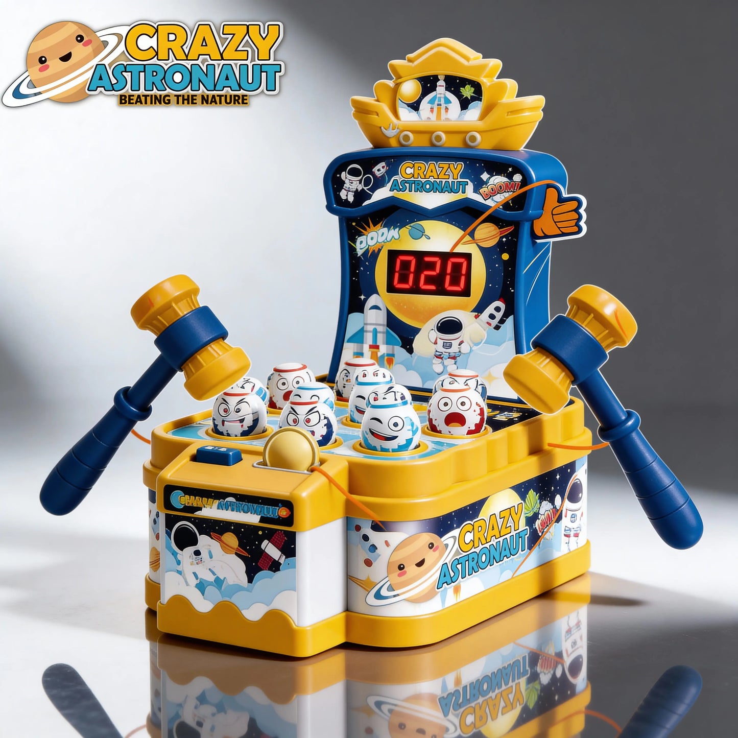 Crazy Astronaut Whack Game (Interactive Handheld Toy)