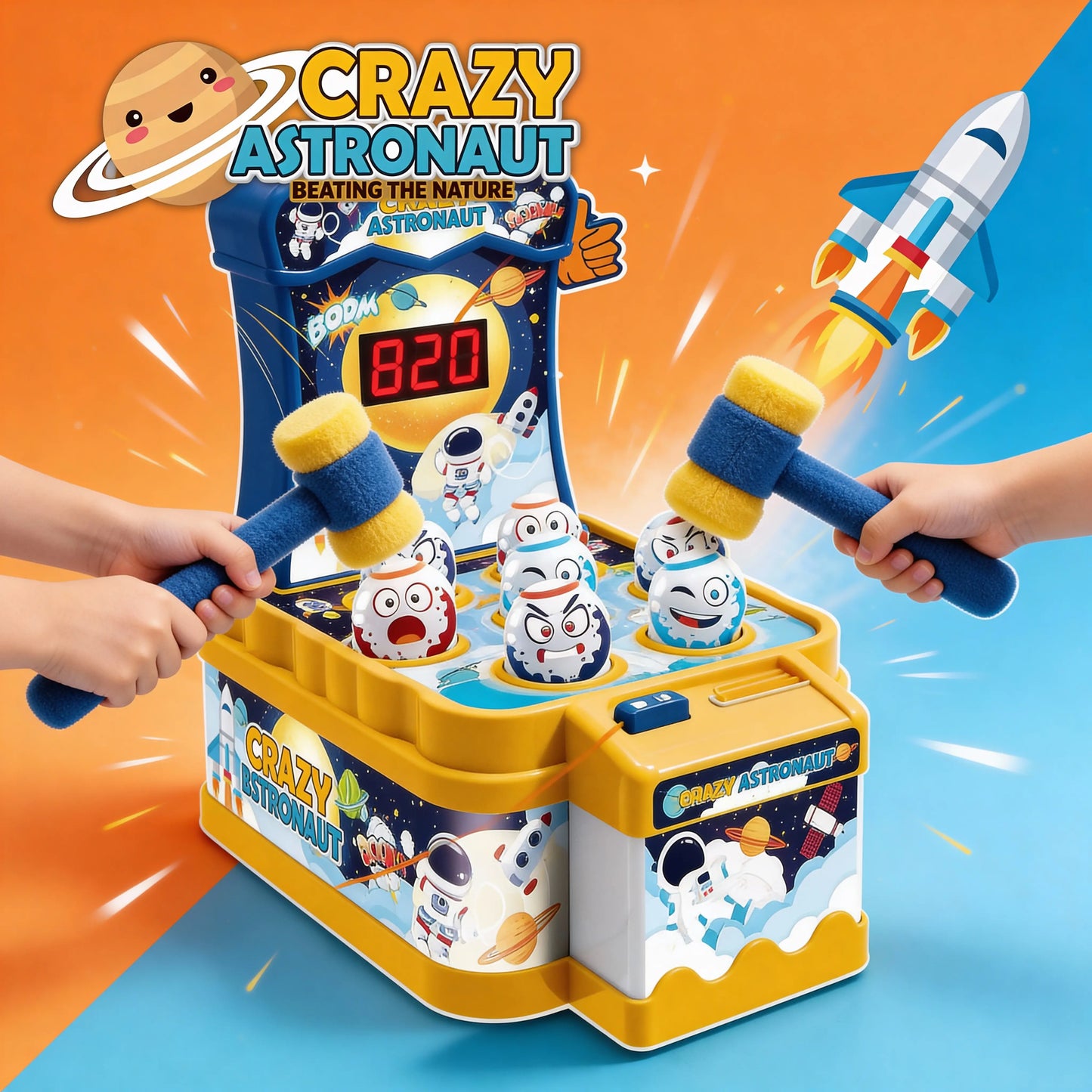 Crazy Astronaut Whack Game (Interactive Handheld Toy)