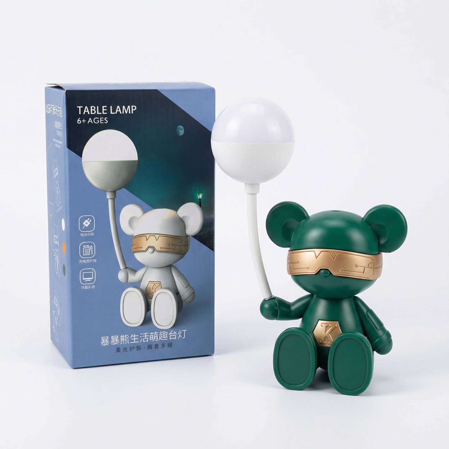 Cute Bear LED Table Lamp – USB Rechargeable Night Light for Kids