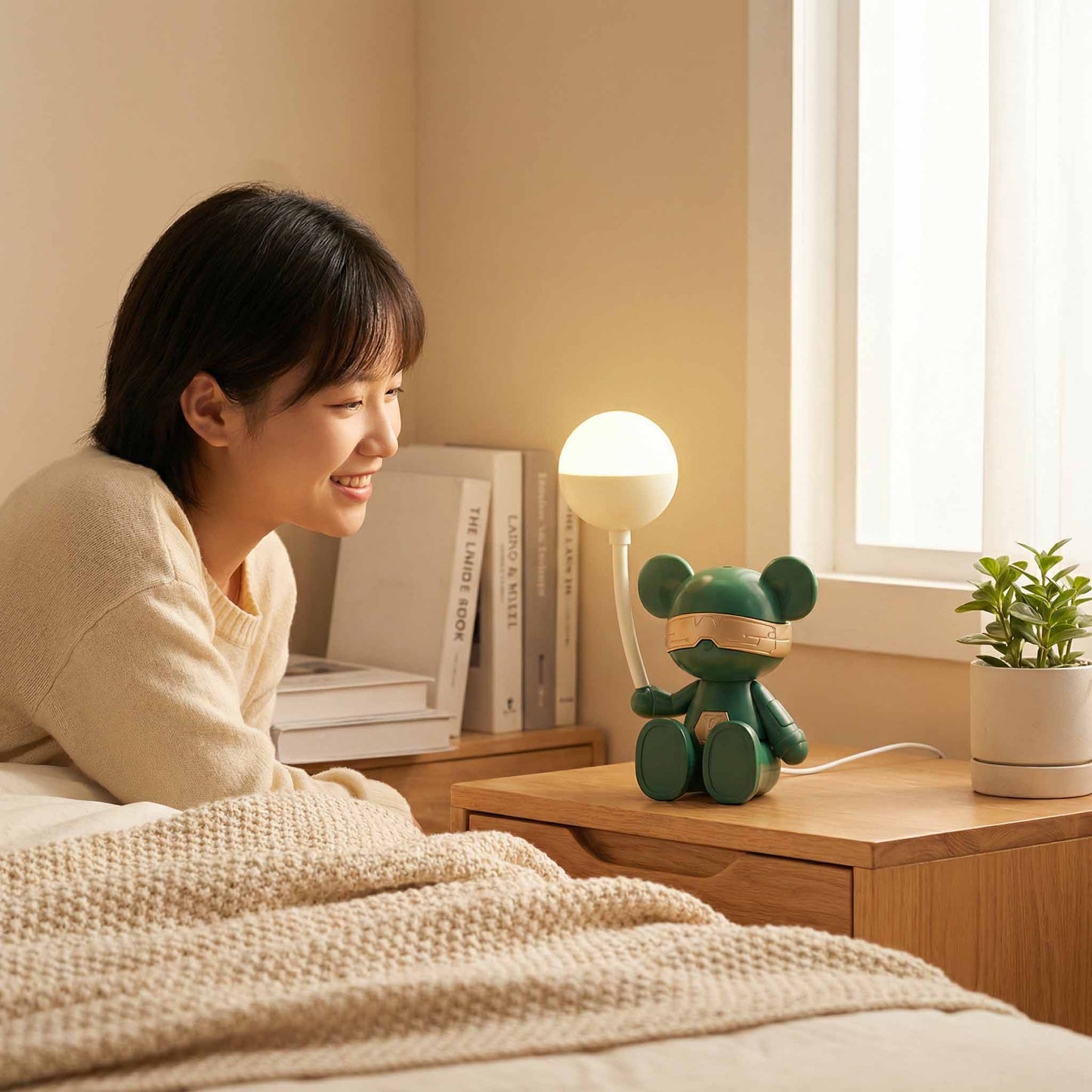 Cute Bear LED Table Lamp – USB Rechargeable Night Light for Kids