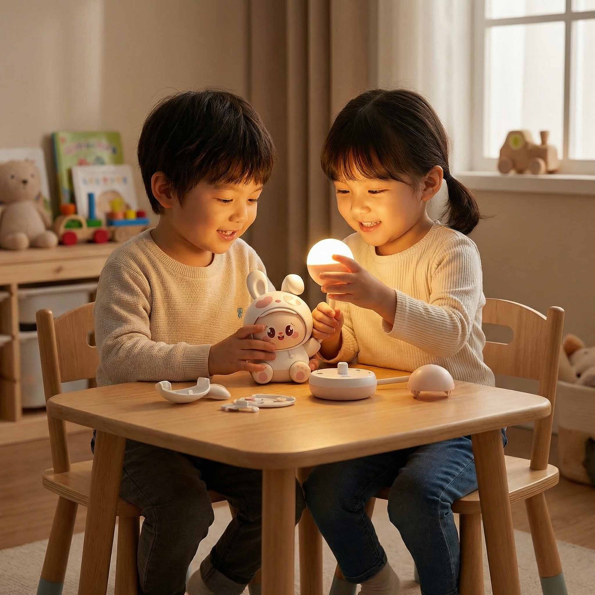 Cute animal bedside lamp with warm LED light