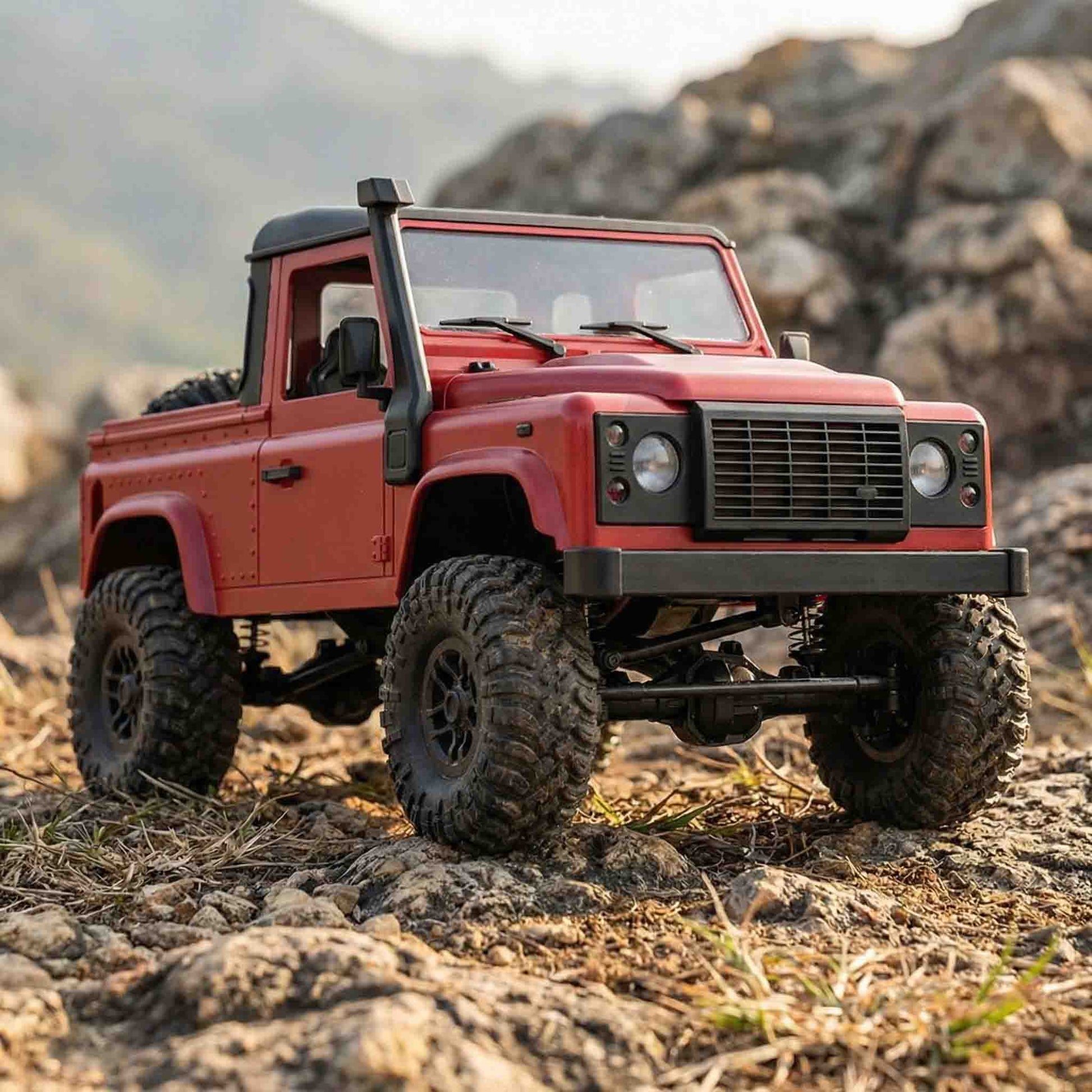 Durable RC off-road pickup truck with four-wheel drive system