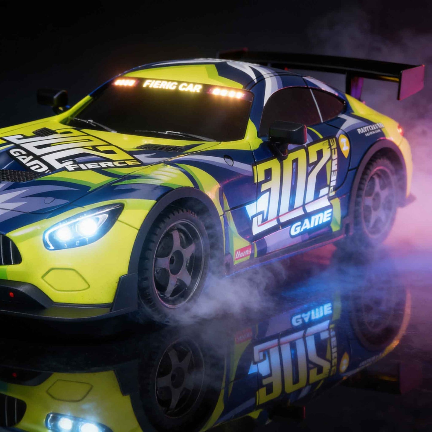 1:18 scale RC drift car with 4WD power and 2.4GHz remote