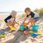 toddler sand toy set with shovel rake and bucket
