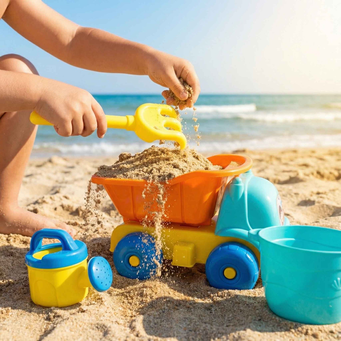 Kids Beach Sand Toy Dump Truck Set – Construction Truck & Sand Tools (3+)