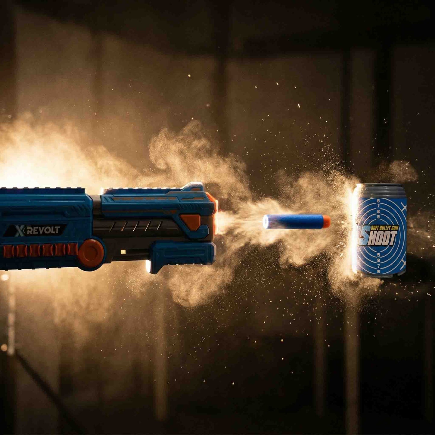 Storm X Revolt Large Revolver Foam Dart Shooter Blaster with 12 Soft Foam Darts and 4 Target Cans – Safe Soft Bullet Toy Gun for Kids Indoor and Outdoor Play