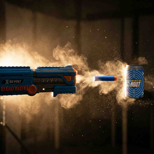 Storm X Revolt Large Revolver Foam Dart Shooter Blaster with 12 Soft Foam Darts and 4 Target Cans – Safe Soft Bullet Toy Gun for Kids Indoor and Outdoor Play