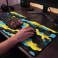 MAZE Light Series Cyber lume 2XL extended gaming desk mat yellow blue camo design