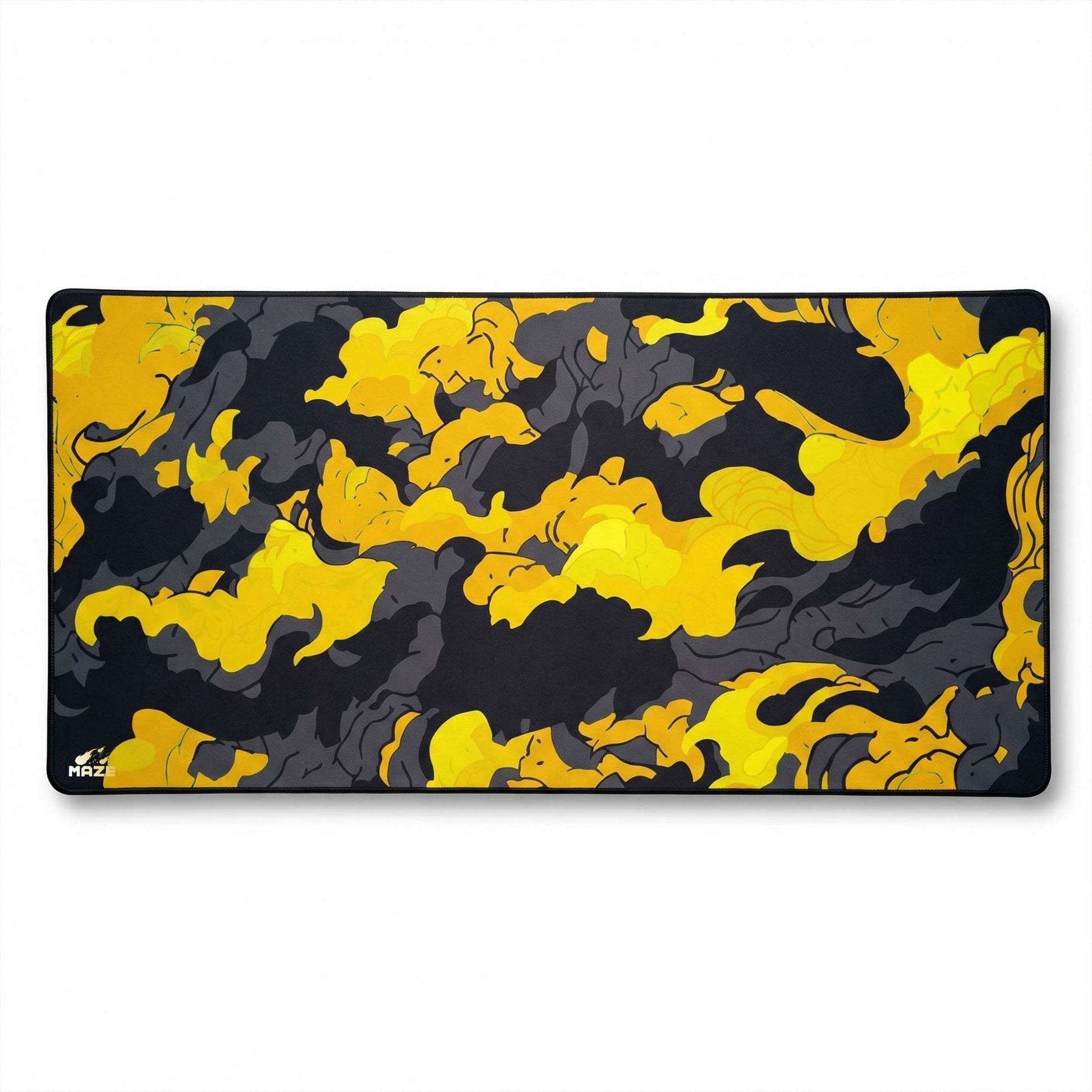 MAZE Light Series CLOUDY Y 2XL extended gaming desk mat yellow black camo design