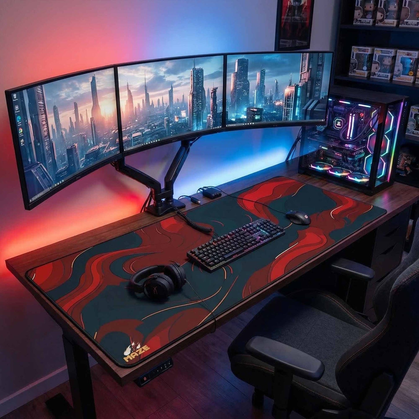 MAZE Light Series – Aether Red 2XL Extended Gaming Mouse Pad