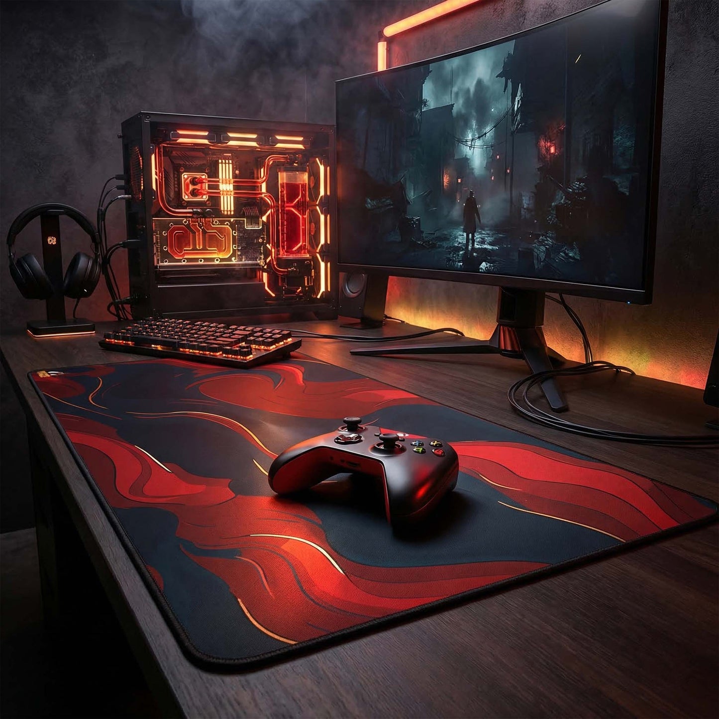 MAZE Light Series – Aether Red 2XL Extended Gaming Mouse Pad