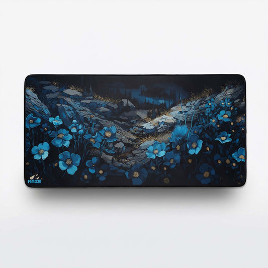 MAZE Light Series– Arcane Blue Floral 2XL Extended Gaming Desk Mat