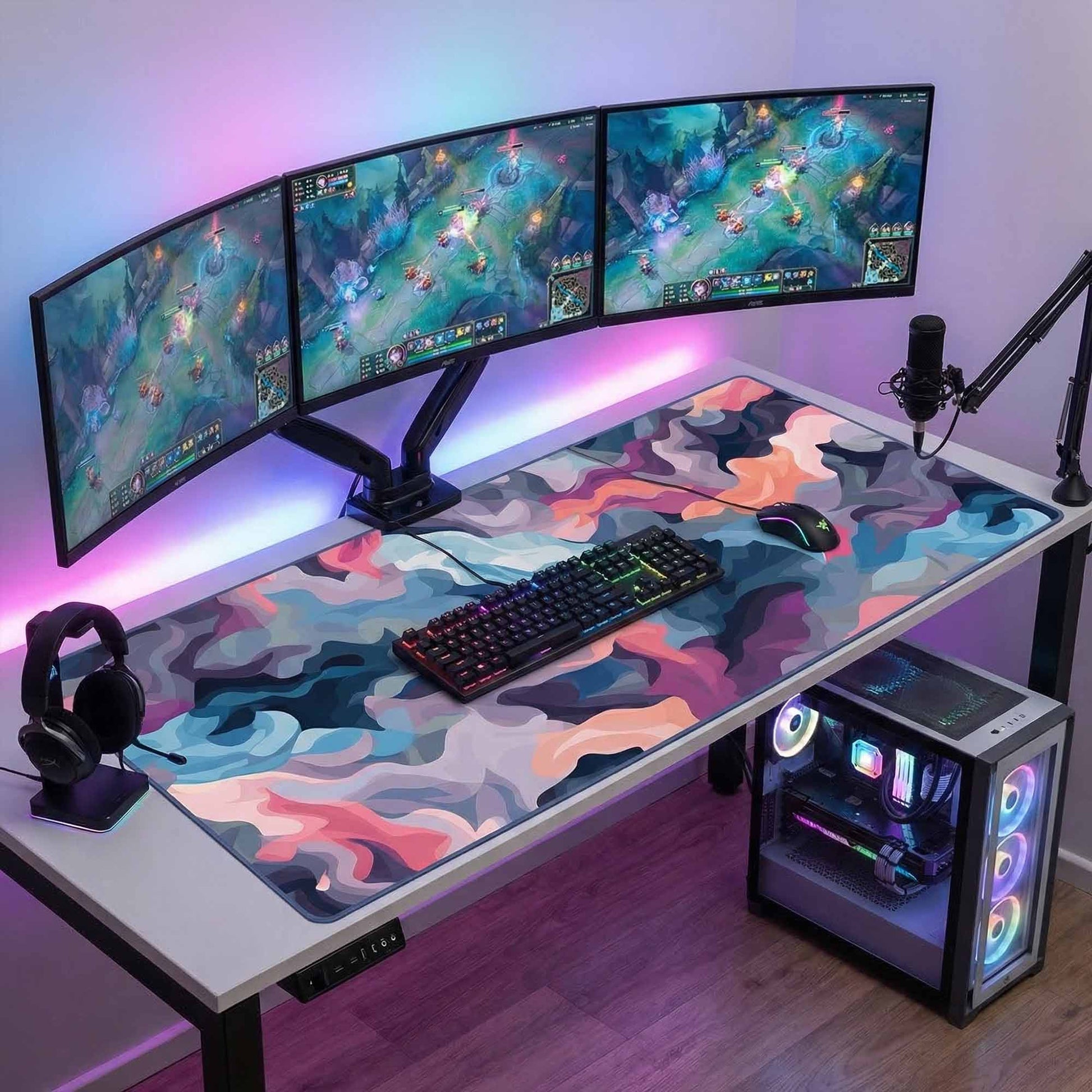MAZE Light Series Dreamscape 2XL extended gaming desk mat abstract colorful design