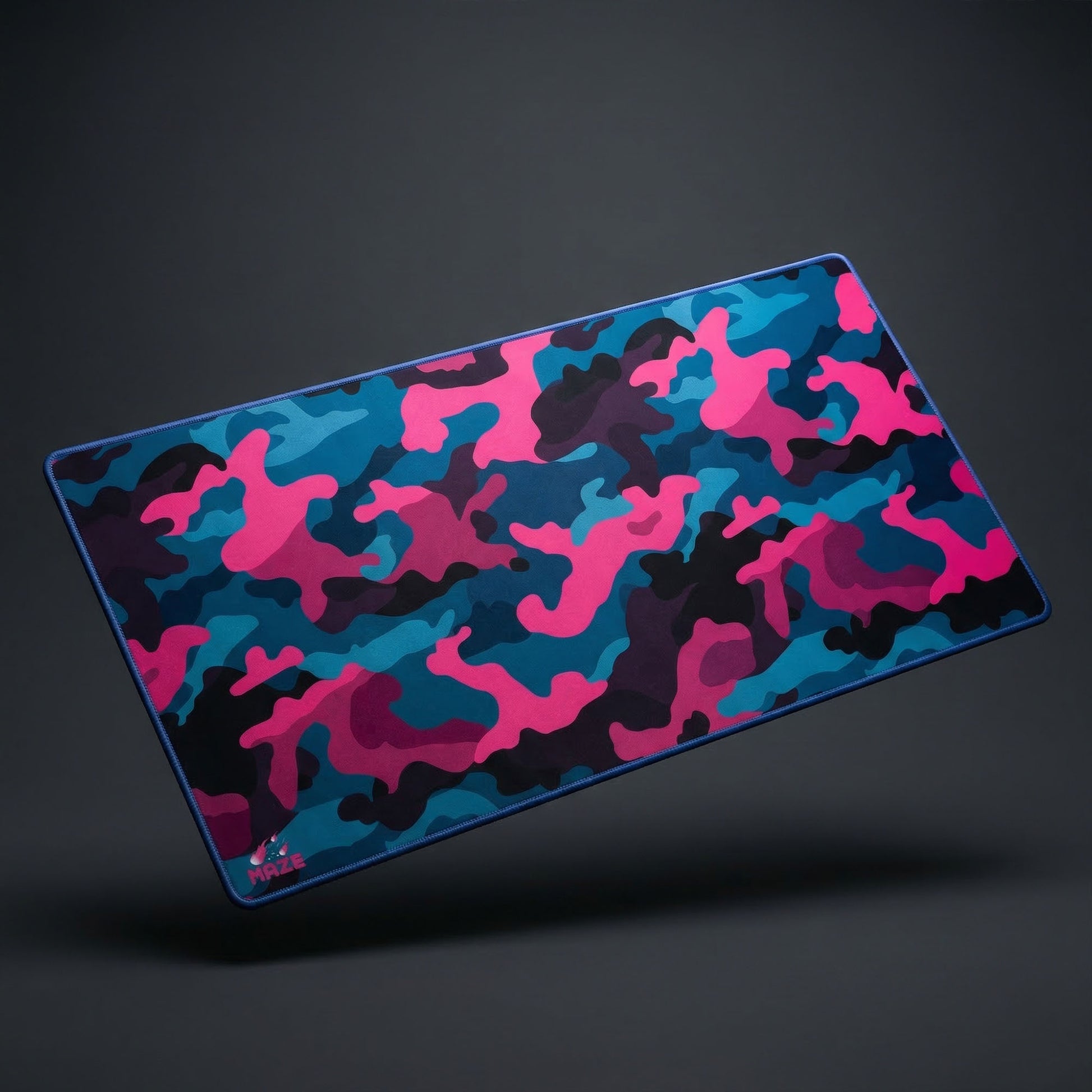 MAZE Light Series Magenta PCB 2XL extended gaming desk mat magenta blue camo design