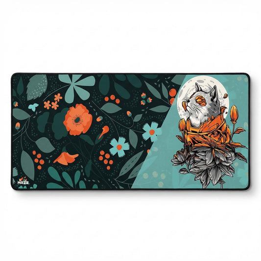 MAZE Light Series Moon GAze 2XL extended gaming desk mat fox moon floral design