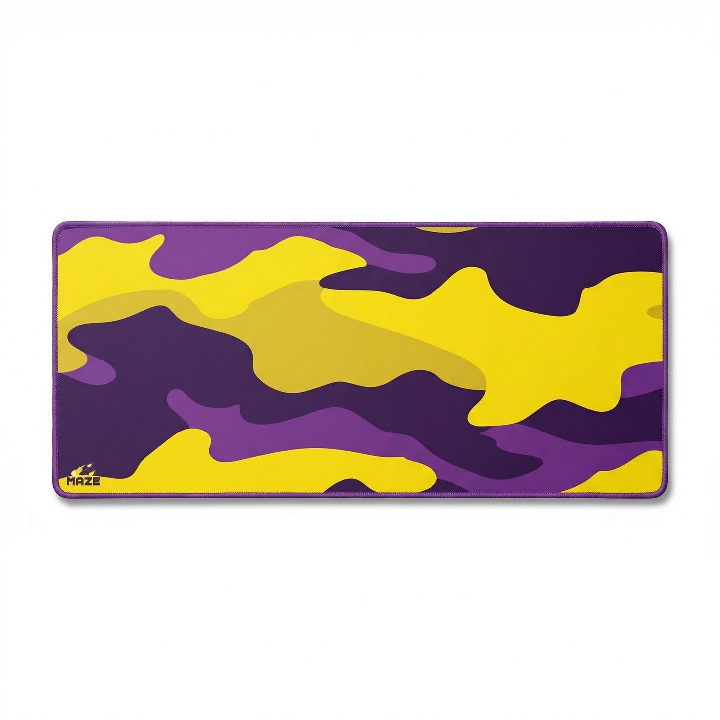 MAZE Light Series Sunburst CAMO 2XL extended gaming desk mat yellow purple camo design