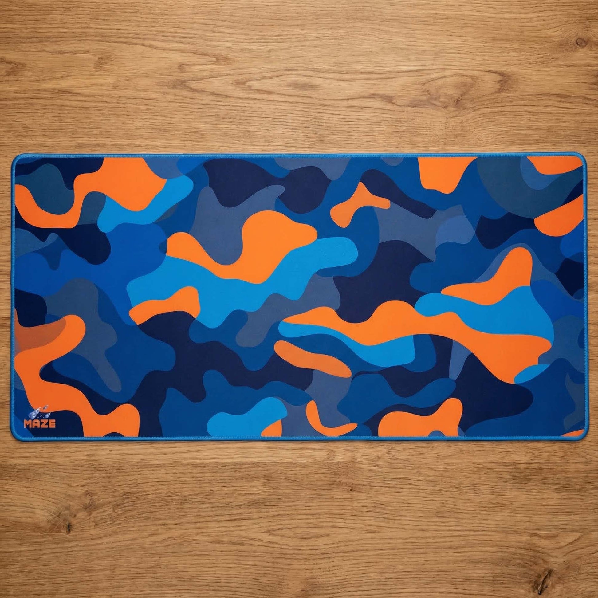 MAZE Light Series Surge CAMO 2XL extended gaming desk mat blue orange camo design