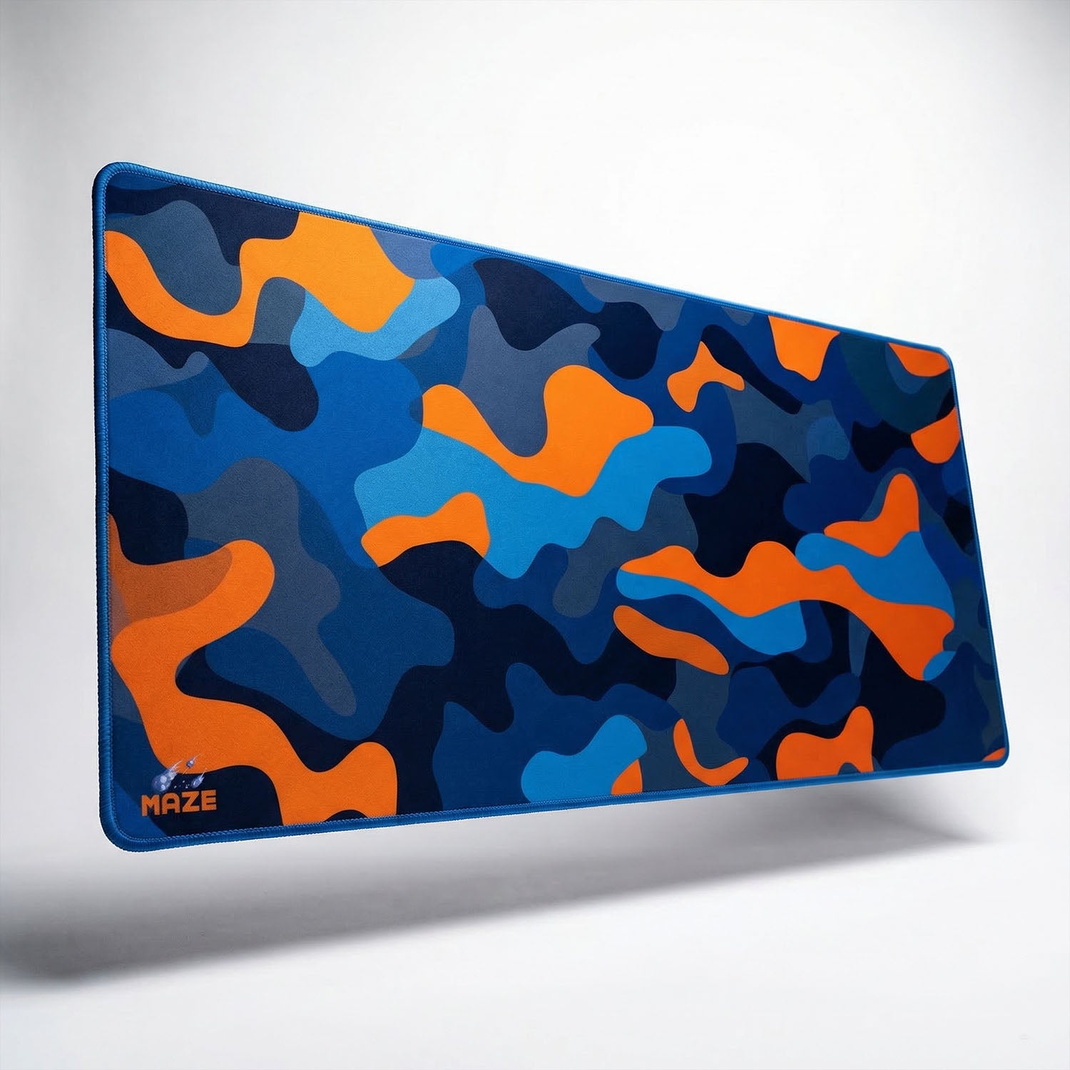 MAZE Light Series Surge CAMO 2XL extended gaming desk mat blue orange camo design