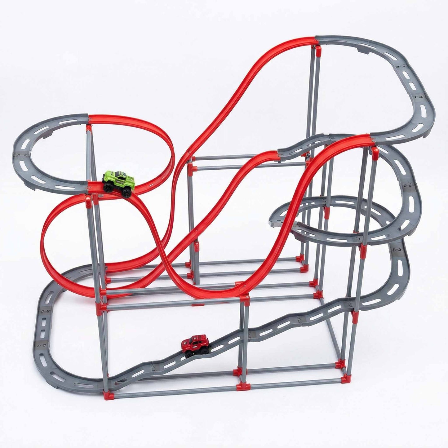 DIY magnetic racing track toy set with electric car for kids 3+