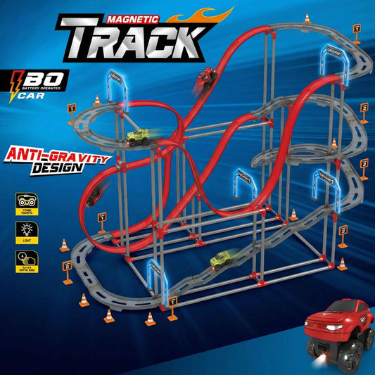 175pcs magnetic track assembly block anti gravity electric car track set
• DIY magnetic racing track toy set with electric car for kids 3+
• Anti gravity design electric magnetic car track with high slope loop road
• Large kids STEM magnetic track building toy with 175 pieces
• Magnetic track building set supporting creativity and engineering learning
• Electric car magnetic track stunt race toy gift box for children