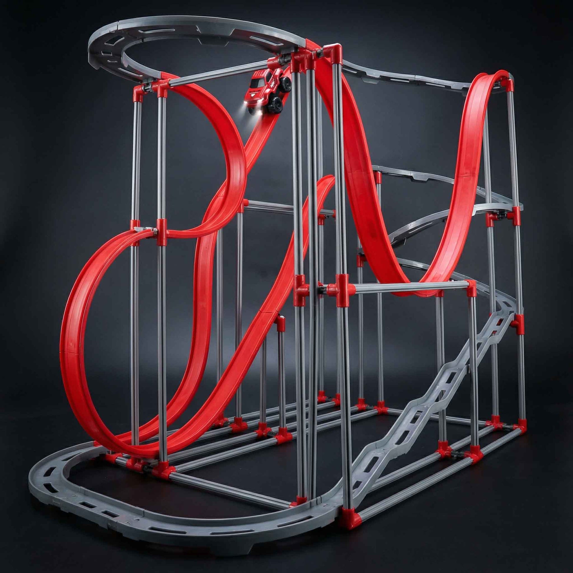 Anti gravity design electric magnetic car track with high slope loop road