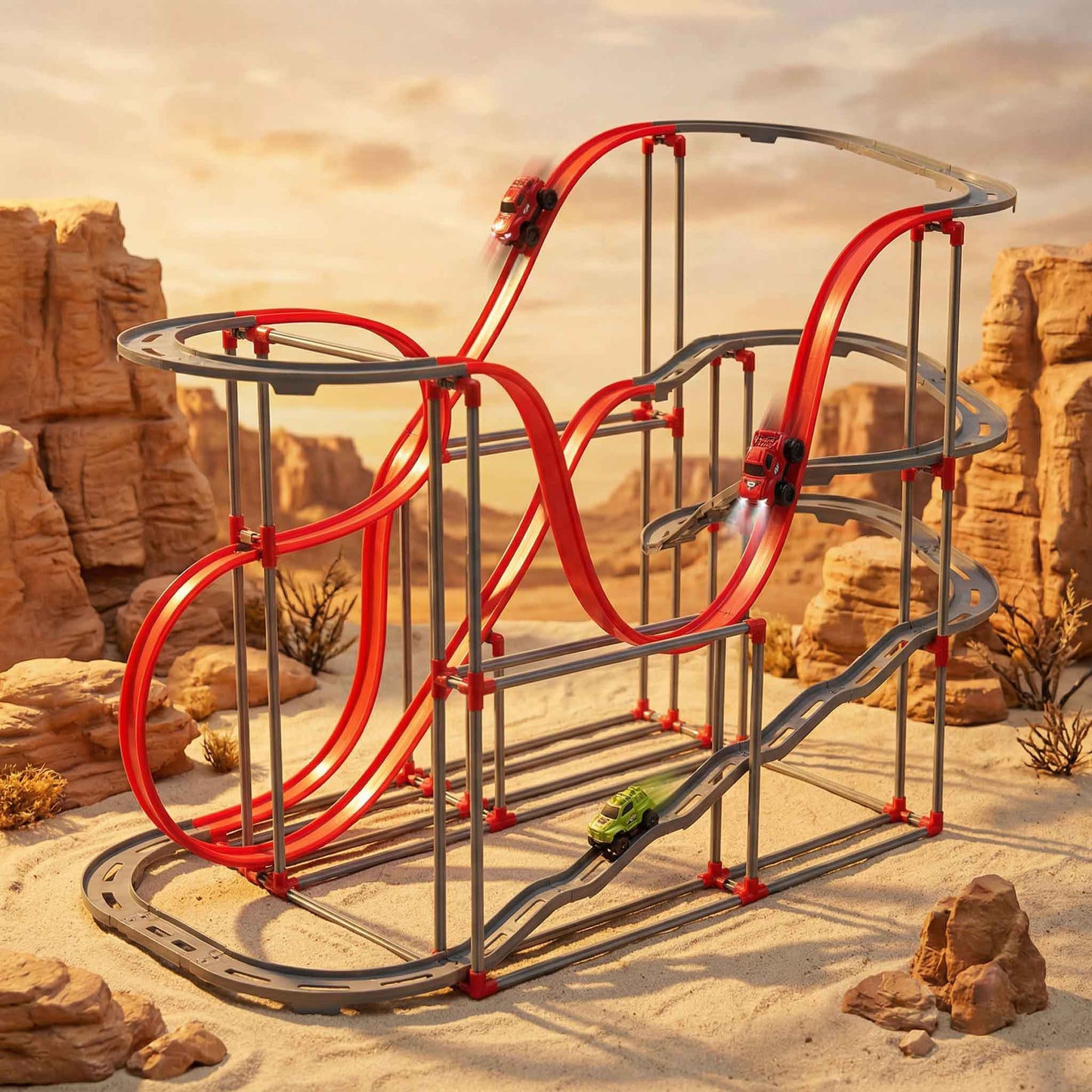 Large kids STEM magnetic track building toy with 175 pieces