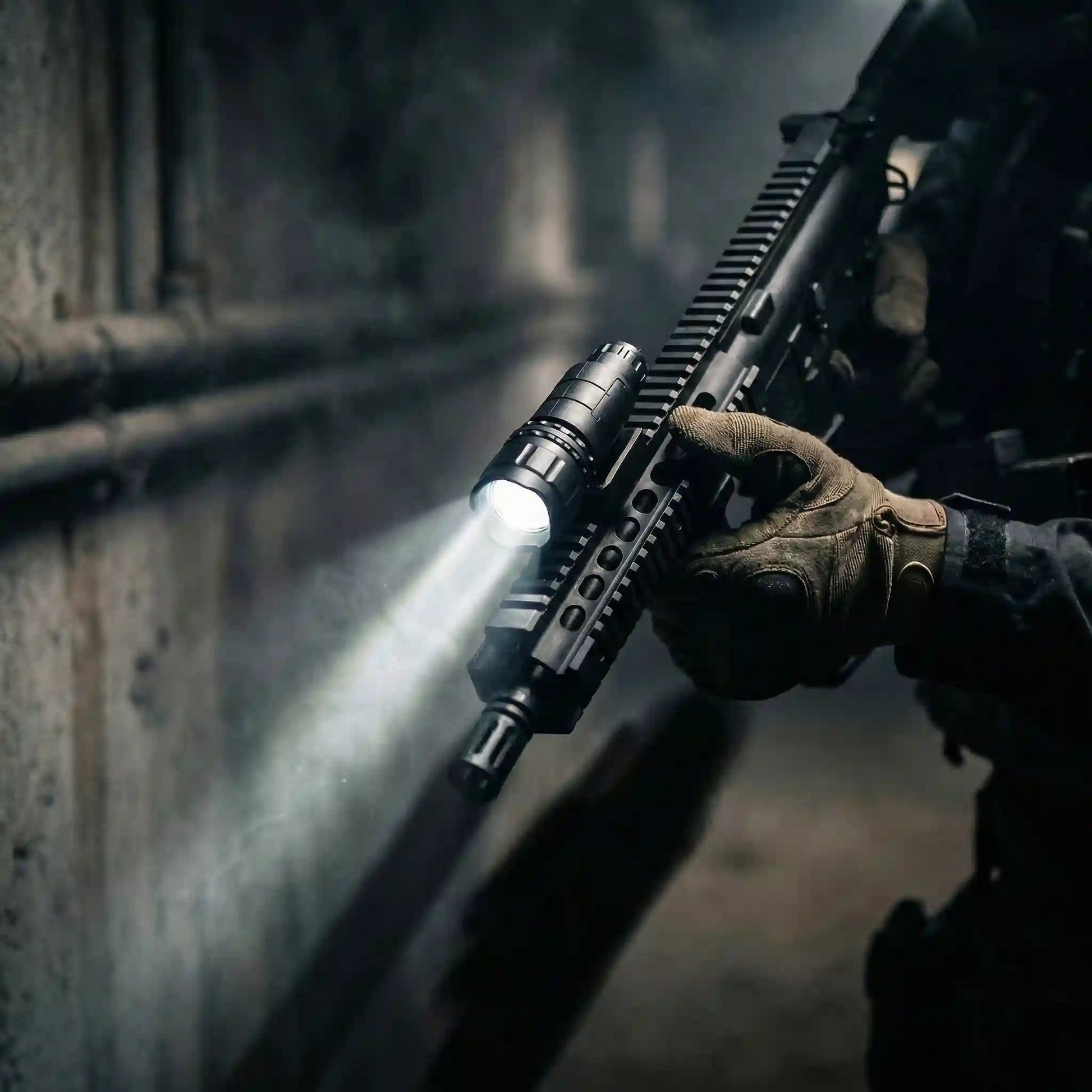 Matte black tactical style flashlight accessory in Qatar

Precision designed cylindrical metal accessory

Premium matte black gear accessory close-up

Flashlight style component with mount base

Durable structured equipment accessory