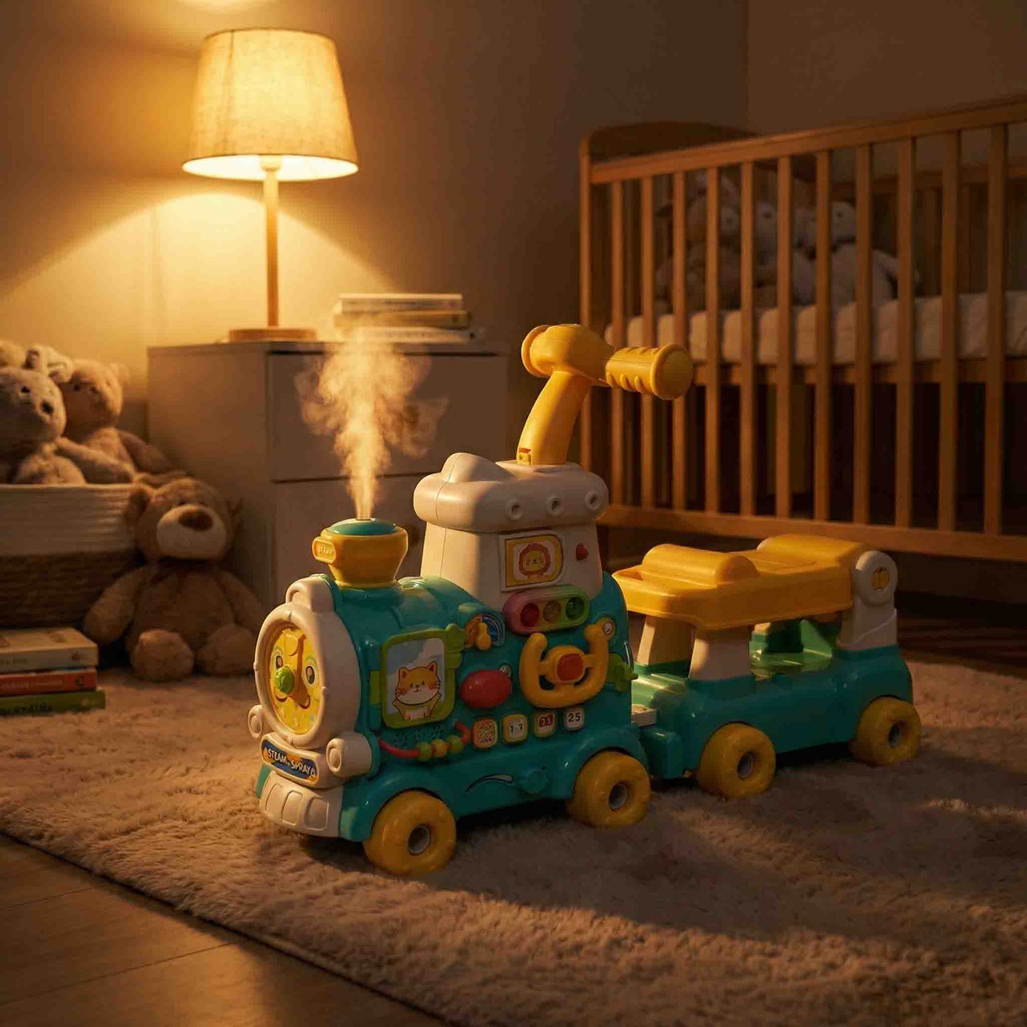 Multi-functional steam train learning walker ride on toy for toddlers 18M+