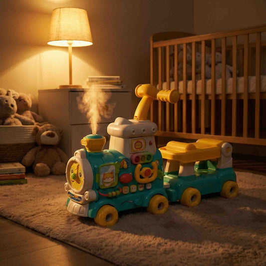 Multi-functional steam train learning walker ride on toy for toddlers 18M+