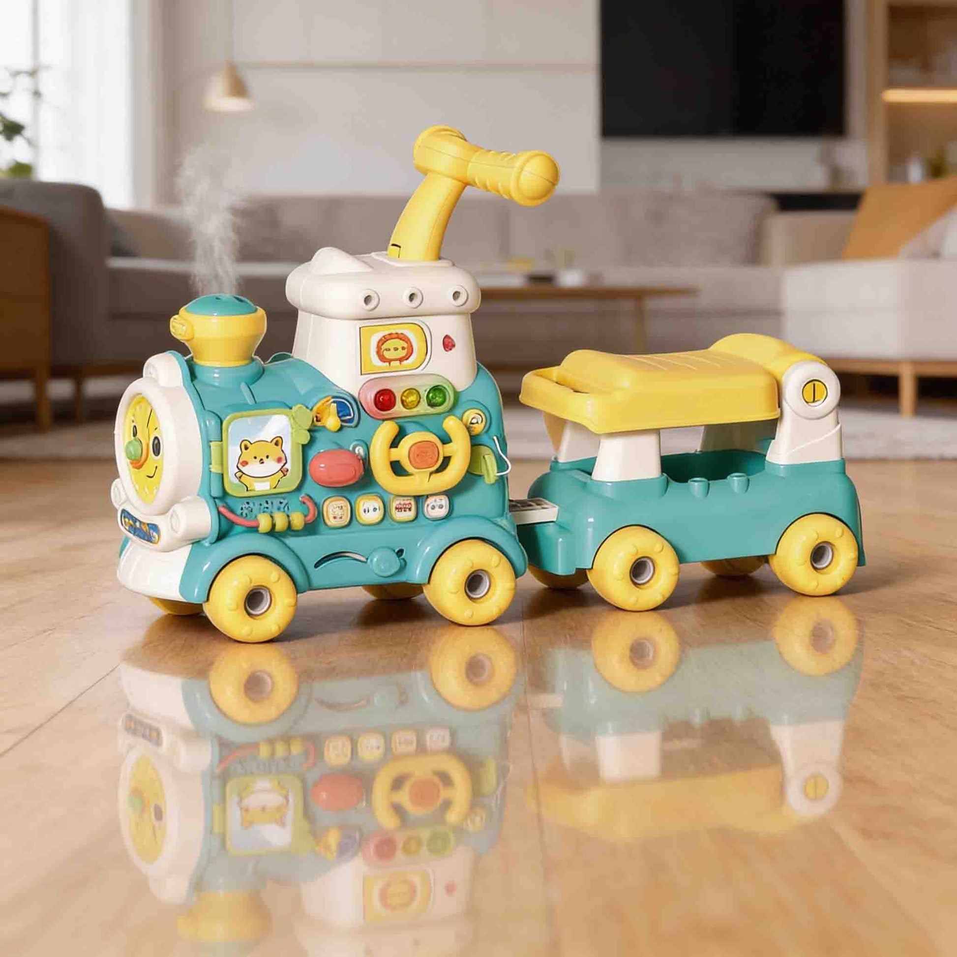 Baby learning walker steam train with music beads and activity panel