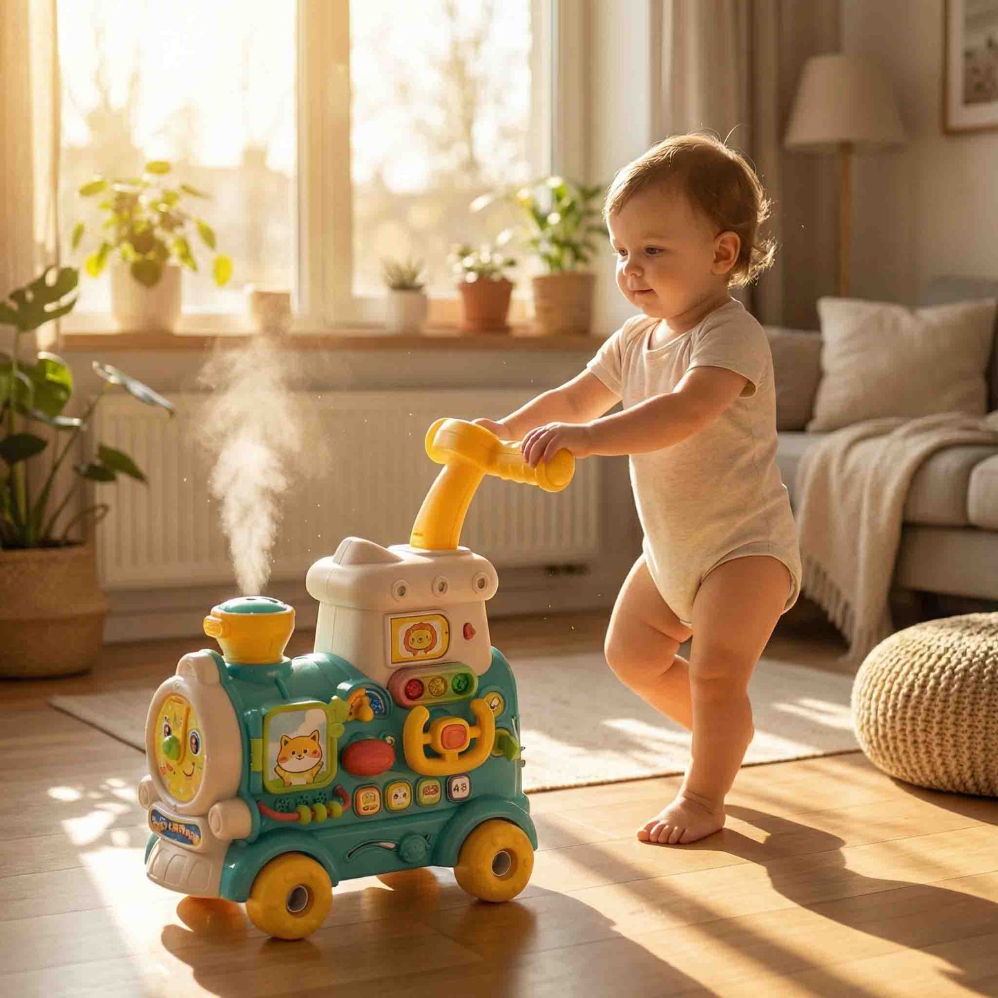 Multi-Functional Steam Train Learning Walker – Ride-On & Push Walker Toy (18M+)