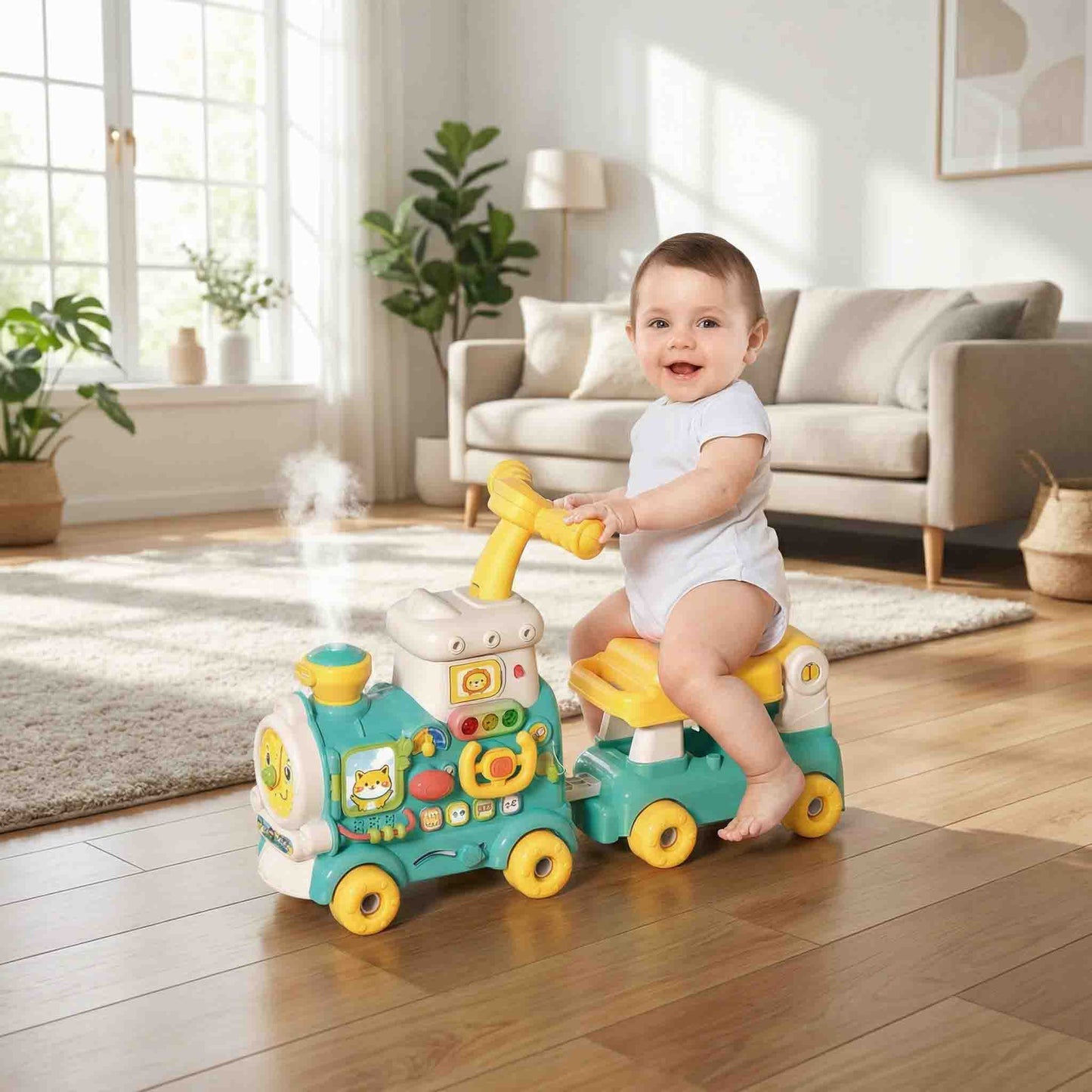 Multi-Functional Steam Train Learning Walker – Ride-On & Push Walker Toy (18M+)