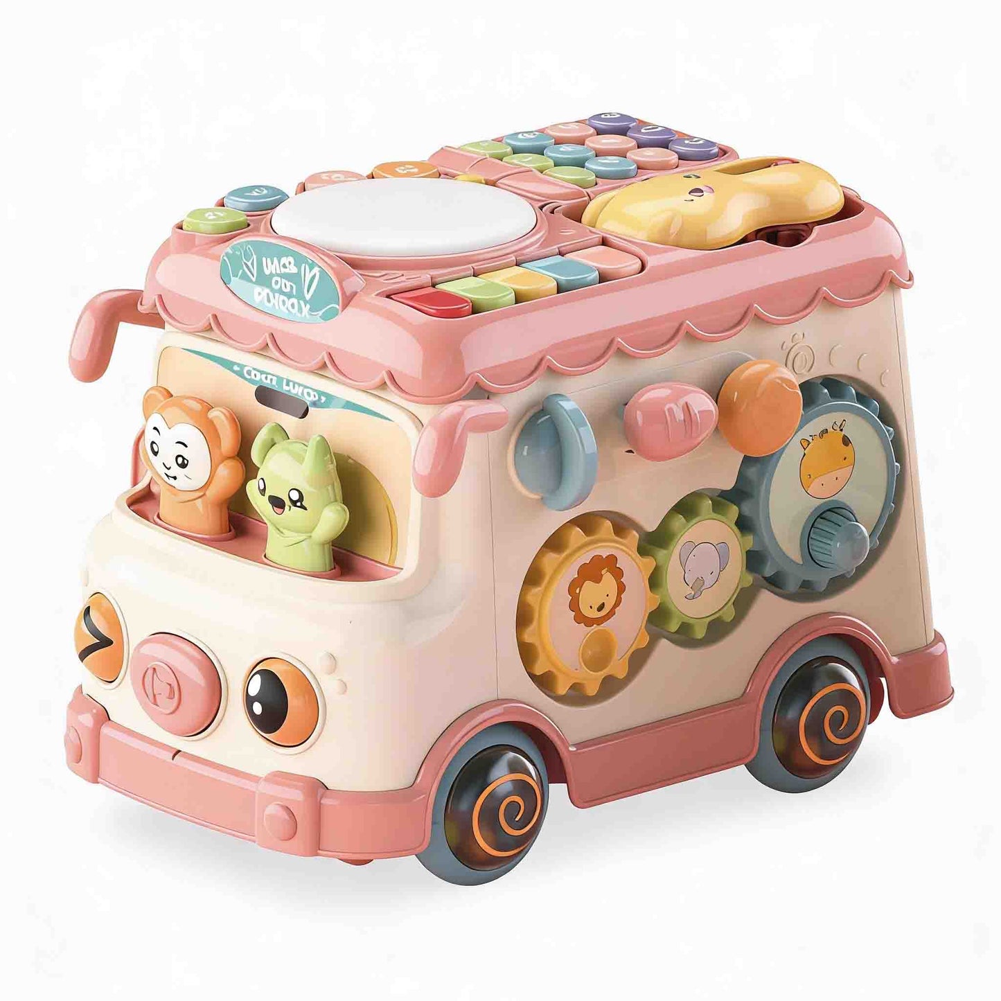 Multifunctional School Bus Activity Toy – Pull Along Musical Learning Toy (6M+)