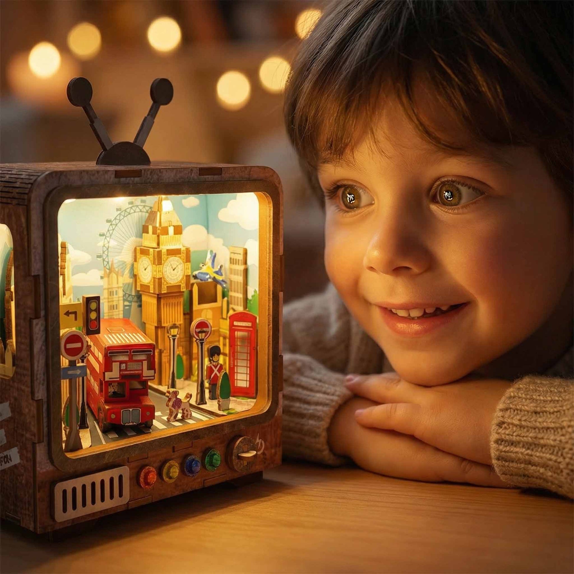 DIY 3D London street scene craft model with lighting