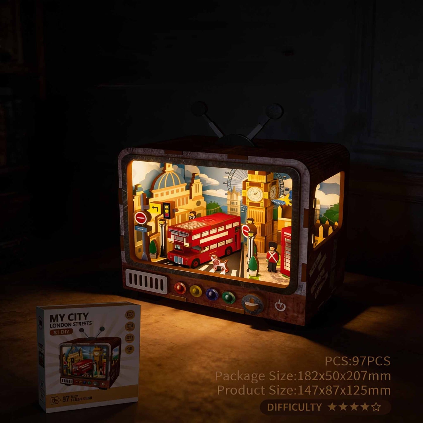 My City London Streets – DIY 3D Model Kit with Light (97 PCS)