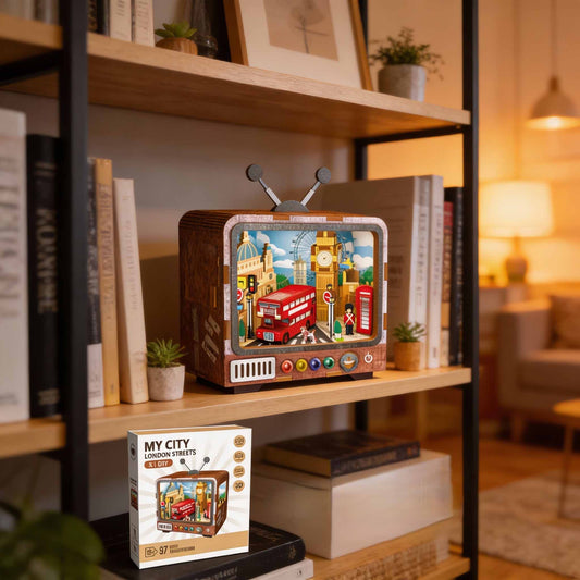 My City London Streets DIY 3D model kit with light

London street view miniature model kit with red bus 97PCS

TV styling London mini city assemble kit for ages 12+

DIY 3D London street scene craft model with lighting

London collectible mini model kit desk decor