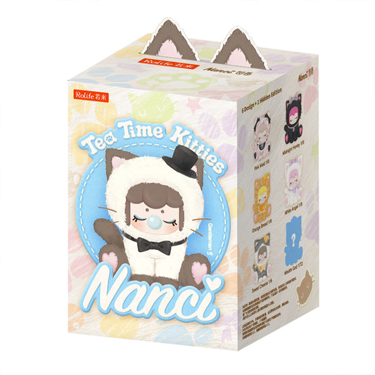 Tea Time Kitties Nanci toy packaging on a white background