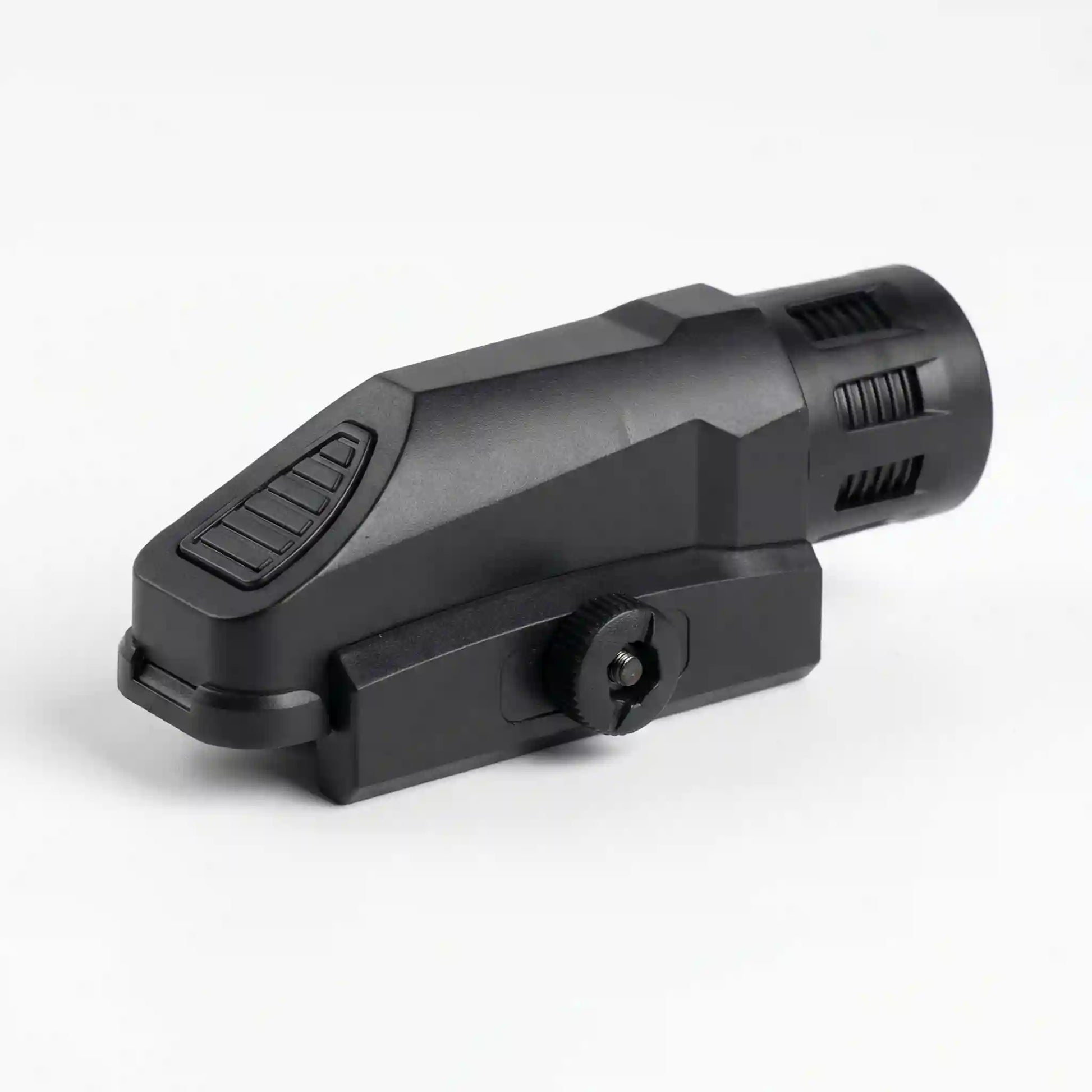 Rail mounted tactical red laser sight module with precision adjustment controls