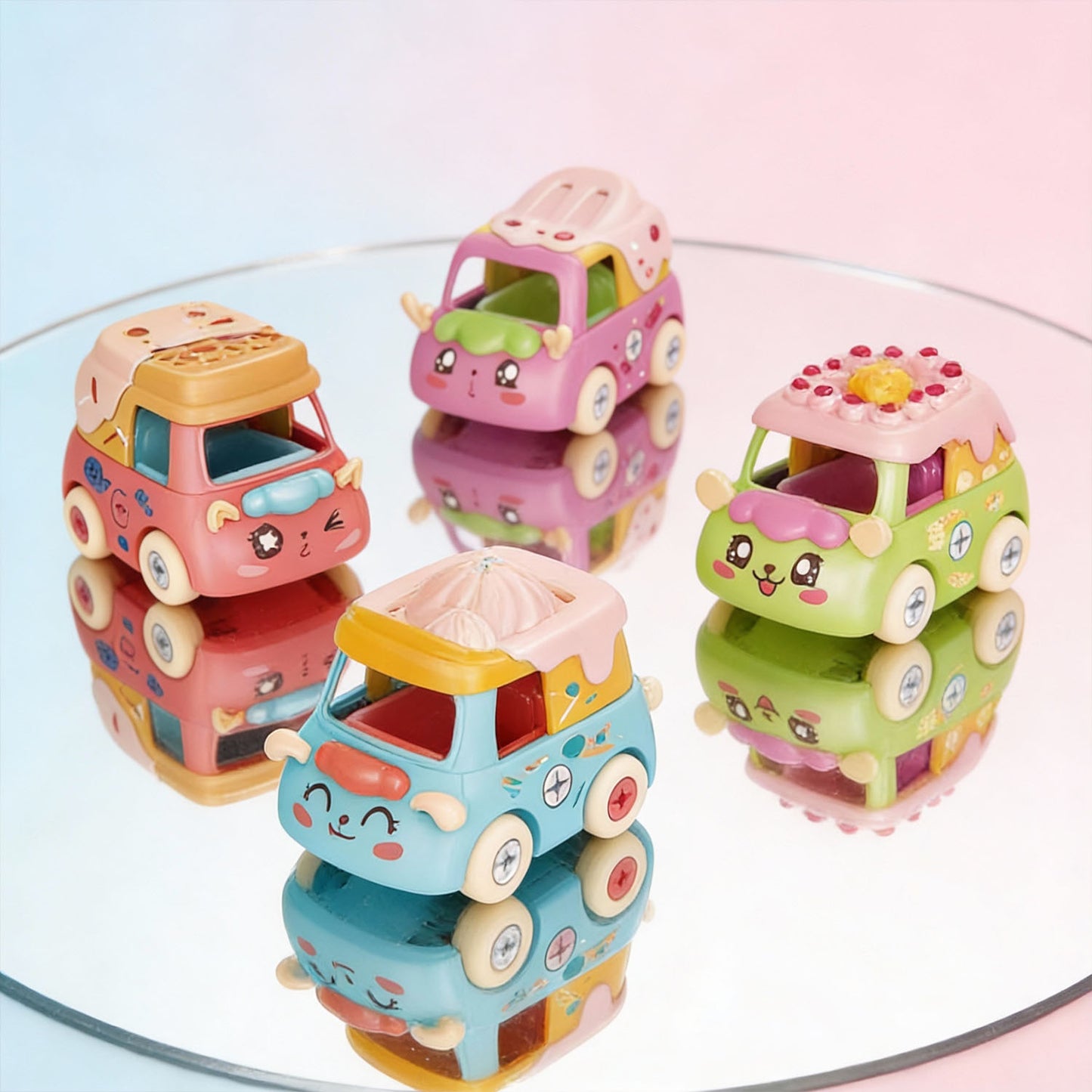 Colorful popsicle and ice cream cart toy vehicles